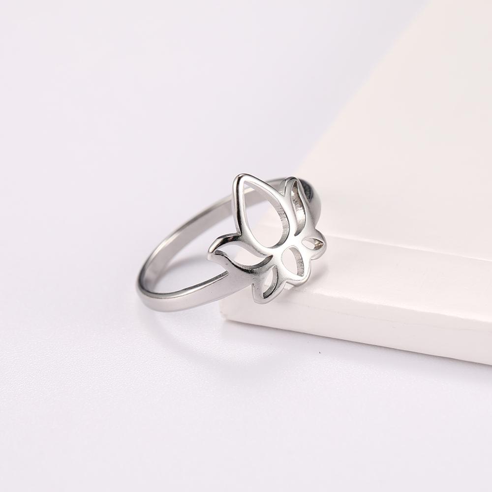 Lotus Flowers Silver Jewelry Opening Ring Finger Rings For Women Lady