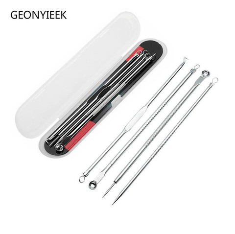 4pcs/set Dual Heads Acne Needle Blackhead Blemish Squeeze Pimple Extractor Remover Spot Cleaner Beauty Skin Care Tool Kit ► Photo 1/6