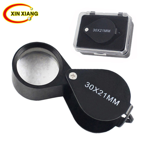 Handheld 30X Magnifier Black Color Jewelry Magnifying Glass K9 Optical Magnification Lens Foldable Jewelery Loupe Aluminum Lupe ► Photo 1/5