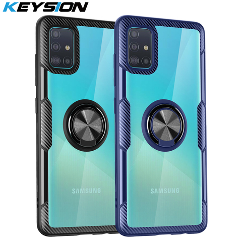KEYSION Transparent Ring Case For Samsung A51 A71 A70 A50 A40 A30 A20 A10 Shockproof Phone Cover for Galaxy S20 Ultra S10 Plus ► Photo 1/6