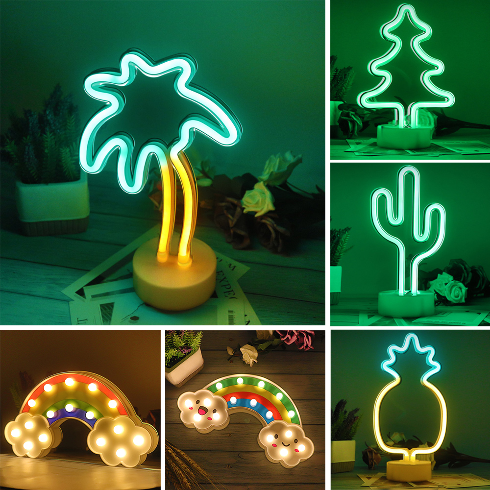 LED Neon Night Light Luminous Flamingo Unicorn Pineapple Shaped Wall Neon  Light Sign For Kids Room Home Bedroom Party Decoration - AliExpress
