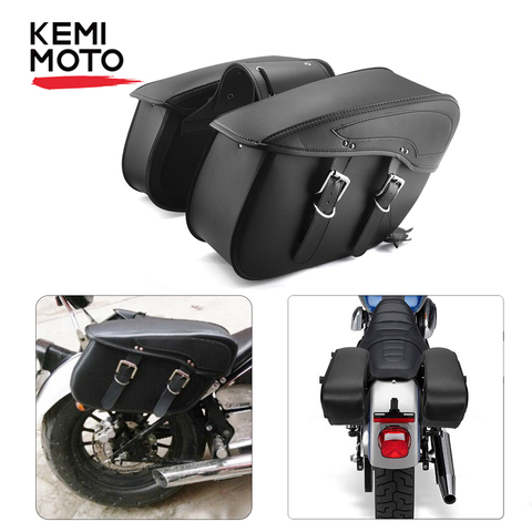 Waterproof Cruiser Motorcycle Saddlebag Leather Side Luggage Bag For Sportster For Honda shadow For Vulcan 2006 For Yamaha Vstar ► Photo 1/6