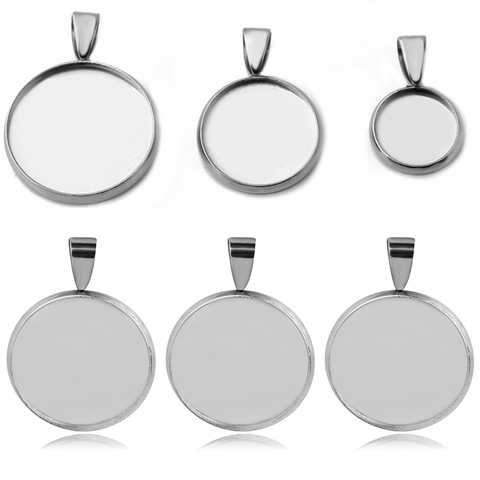 20pcs/lot Stainless Steel Pendant Settings Clasps Cabochon Base Bezel Trays Blank Fit 6/8/10/12/14/16/18/20/25mm Jewelry Making ► Photo 1/5