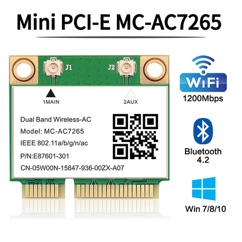 Dual Band 1200Mbps Wireless Card MC-AC7265 Bluetooth 4.2 Notebook Wlan Wifi Card Adapter 802.11ac 2.4G/5GHz Better 7260HMW pcie ► Photo 1/6