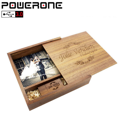 POWERONE USB 3.0 walnut wooden Photo Album usb+Box usb flash drive Pendrive 4GB 16GB 32GB 64GB Wedding gifts Free custom logo ► Photo 1/6