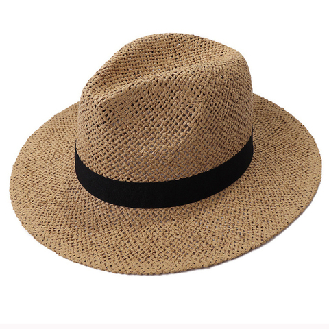 HT3119 Fedoras Black Band Straw Hat Men Women Wide Brim Summer Hat Male  Female Panama Hat Beach Cap Unisex Flat Brim Beach Hat - Price history &  Review