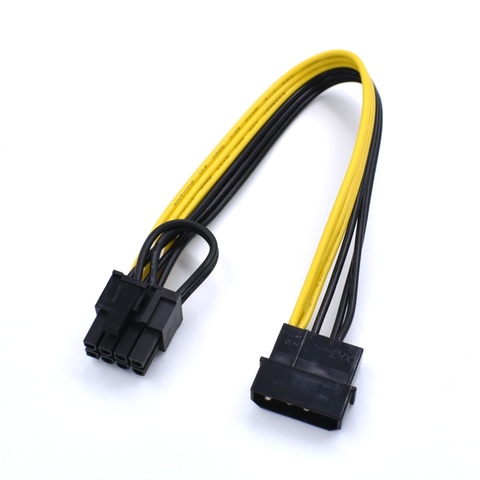 10pcs/lot 20CM Molex IDE 4 Pin to PCIe 8Pin (6+2) Adapter Power Cable 18AWG ► Photo 1/3