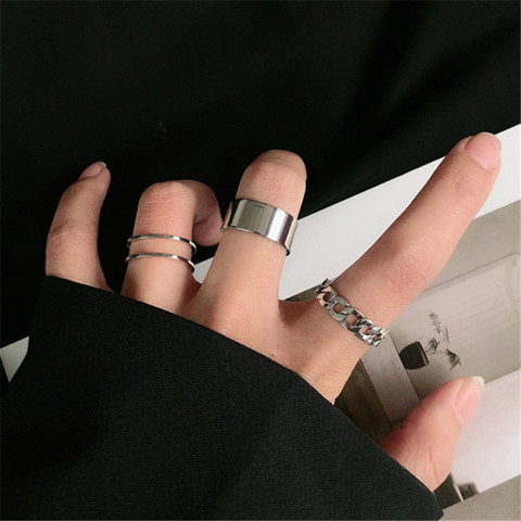 Hiphop/Rock Metal Geometry Circular Punk Rings Set Opening Index Finger Accessories Buckle Joint Tail Ring for Women Jewelry ► Photo 1/6