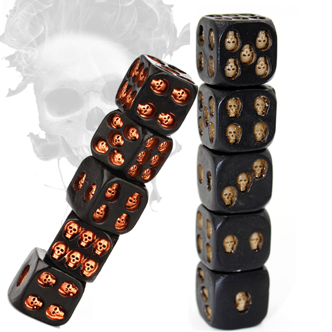 New 5pcs/Set 18mm Resin Skull Dice Statue Halloween Board Game Dice Office Desk Decor Toy Halloween Party Decoration ► Photo 1/6