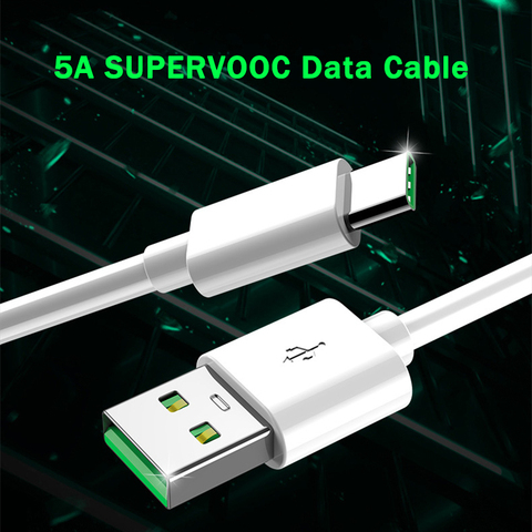 5A SUPERVOOC Fast Charging Type-C Cable For OPPO Find X2 Pro Reno 3 Ace Ace 2 X20 X2 X50 R17 R9S K5 Realme X Q QC3.0XIAOMI Mi10 ► Photo 1/6