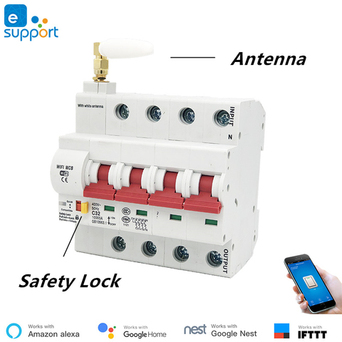 eWeLink WiFi 4P Smart Circuit Breaker home automation, overload short circuit protection , work with Amazon Alexa Google home ► Photo 1/6