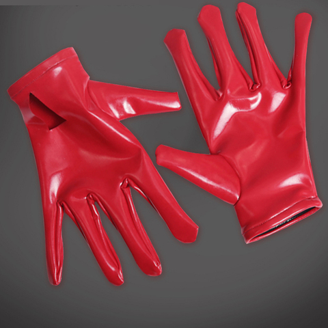 Plus Size Wetlook PVC Glitter PU Leather Gloves Shiny Short Glove Punk Hip-pop Jazz Club Wear Cosplay Costumes Gauntlet Luvas ► Photo 1/6