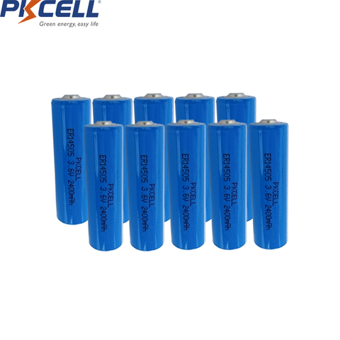 10PCS PKCELL ER14505 AA batteries 3.6V 14505 2400mah AA Battery LiSCLO2 Superior LR6 R6P  Batteries For GPS Tracking Cameras ► Photo 1/6