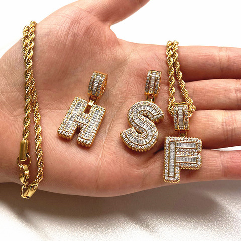 2022 Trend Cubic Zirconia Letters A-Z Pendant Necklaces Iced Out Rock Candy Style Initial Charms Necklace Fantastic Jewelry Gift ► Photo 1/6