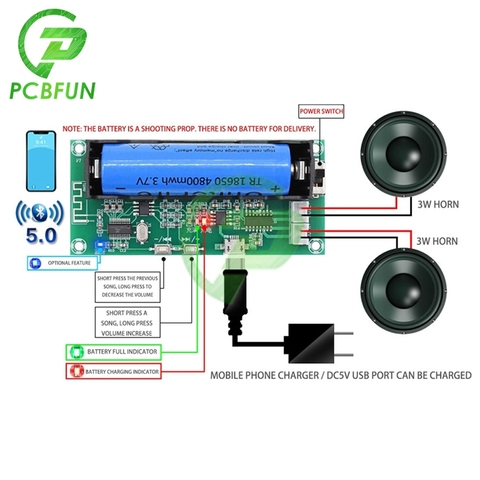 XH-A153 Lithium Battery Bluetooth 5.0  Dual-channel 2 Ch Channel  Stereo Low Power Amplifier Board 5W+5W DC 5V PAM8403 Chip ► Photo 1/4