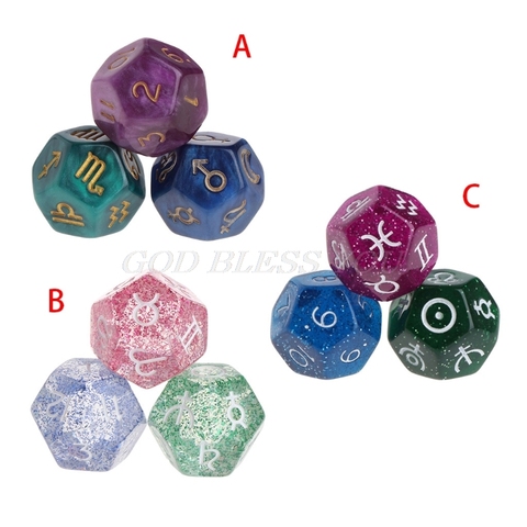 3pcs Multicolor 12 Sided Resin Dice Astrology Tarot Constellation Divination Hot Sale Drop Shipping ► Photo 1/6