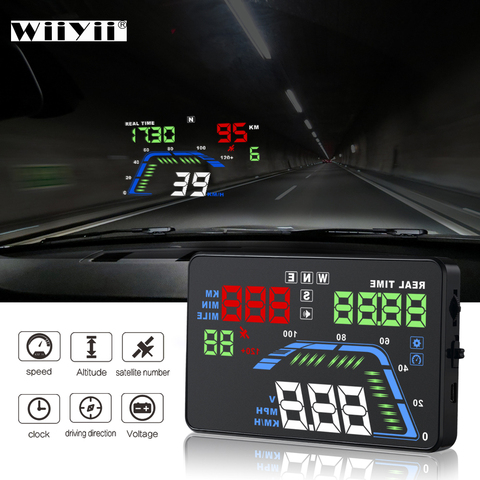NEW Q7 5.5Inch Auto Car HUD GPS Head Up Display Universal Speedometers Overspeed Warning Dashboard Windshield Projector ► Photo 1/6