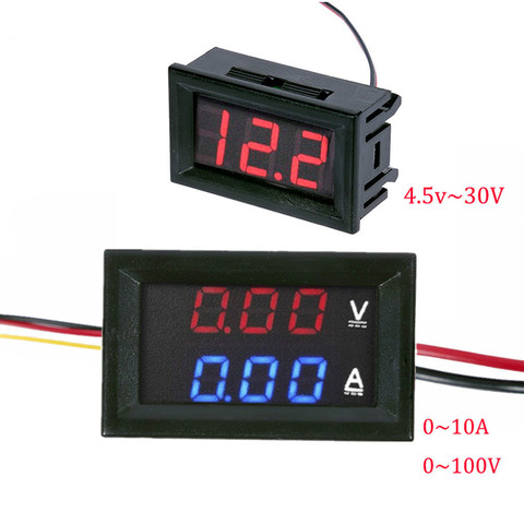 Buy Online Dc 100v 10a Voltmeter Ammeter Blue Red Led Amp Dual Digital Volt Meter Gauge 4 5v To 30v Voltmeter Voltage Meter Alitools