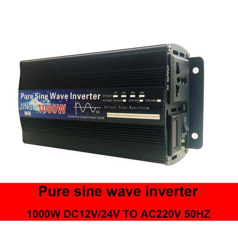 1000W inverter 12V 110V/ 220V pure sine wave length DC12V / 24V AC 110V/ 220V 50Hz power converter household inverter ► Photo 1/6