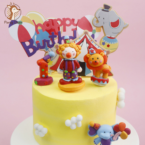 Lion Circus Clown Elephant Ball Cake Topper For Birthday Decoration Wedding Supplies Baby Shower Baking Dessert Kid Love Gifts ► Photo 1/6