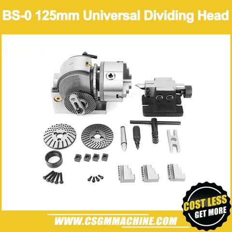 BS-0 Dividing Head for milling machine 125mm 3-Jaw Chuck Spiral Tailstock Indexing Plate ► Photo 1/6