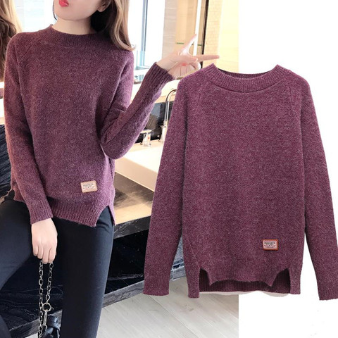 2022 Women Sweaters And Pullovers Autumn Winter Long Sleeve Pull Femme Solid Pullover Female Casual Short Knitted Sweater W1629 ► Photo 1/6