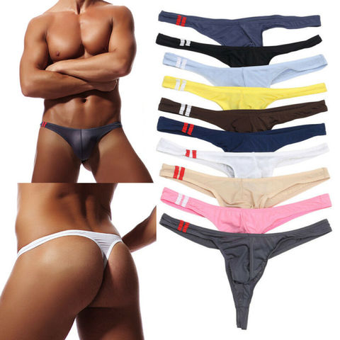 Summer Hot Men's Underwear T Back G String Briefs Sexy Breathable Thong Lingerie Jockstrap Men Beach Swimming Thong ► Photo 1/6