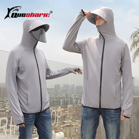 Anti-UV Fishing Jacket with Big Brim Face Mask Men Women Cycling