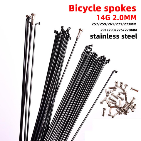 Bicycle spokes wire mountain/road bike 259/261/271/273/291/293MM high-strength 304 stainless steel spokes 26 27.5 29er Spoke cap ► Photo 1/6