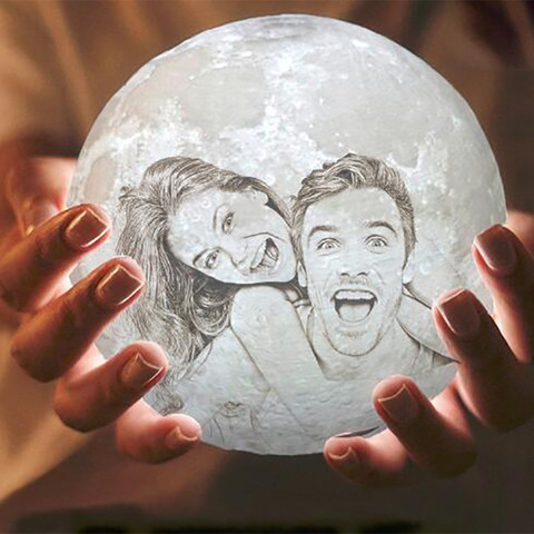 Customized 3D Print Moon Lamp 2/16 Colors  Change USB Rechargeable Night Light Touch/Remote Control Valentine's Day Gift ► Photo 1/6