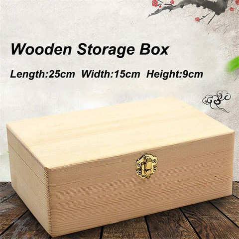 Natural Wooden Storage Box With Lid Golden Lock Postcard Sundries Organizer Handmade Craft Jewelry Case Home Wooden Box Bin ► Photo 1/6