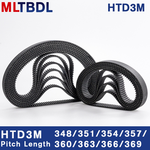 HTD 3M Timing Belt 348/351/354/357/360/363/366/369mm 6/9/10/15mm Width  RubbeToothed Belt Closed Loop Synchronous Belt pitch 3mm ► Photo 1/6