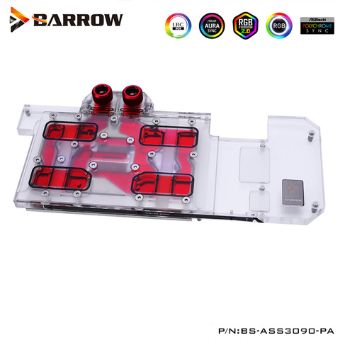 Barrow GPU Water Block For ASUS ROG STRIX RTX 3090/3080 O24G/10G GAMING 5V Light,Support Mount Original Back Plate,BS-ASS3090-PA ► Photo 1/6
