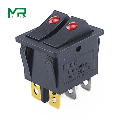 KCD3-201  6 pin On/Off  31.5*26mm 15A 20A / 125V/250V twin cat eye ship hull switch ► Photo 1/1