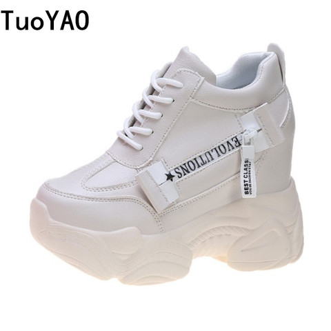 Women's Shoes Platform Sneakers Women Leather Chunky Dad Shoes 12CM Trainers Ladies Sports Vulcanized Shoes Zapatillas Mujer ► Photo 1/6