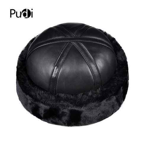 Pudi genuine leather base ball cap  winter hats beanies with Faux fur inside HL014 ► Photo 1/6