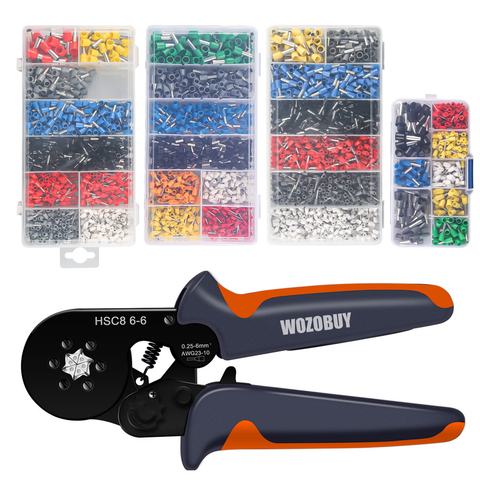 Hexagonal Sawtooth Self-Adjustable Ratchet,Ferrule Crimping Tool Kit, Crimper Kit with 400/800/1200/1800/1900pcs Wire Terminals ► Photo 1/6