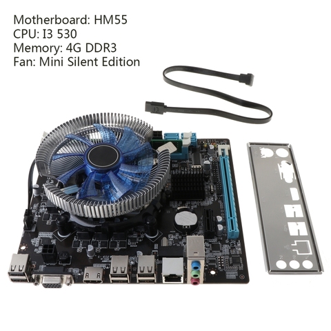1Set HM55 Computer Motherboard I3 I5 Lga 1156 4G Memory Cooler Fan Atx Desktop Computer Mainboard Game Assembly Accessories Kit ► Photo 1/6
