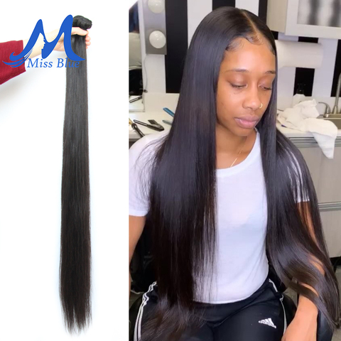 Missblue Brazilian Hair Weave Bundles 30 32 34 36 38 40 Inch 100% Remy Human Hair Bundles Straight Hair Extensions 1 3 4 Bundles ► Photo 1/6