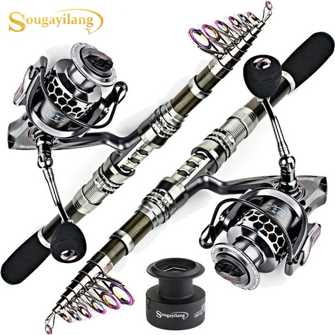 Sougayilang 1.8-3.3m Carbon Fiber Spinning Fishing Rod and 13+1BB Fishing Reel Combo Telescopic Fishing Pole Spinning Reel Kit ► Photo 1/6