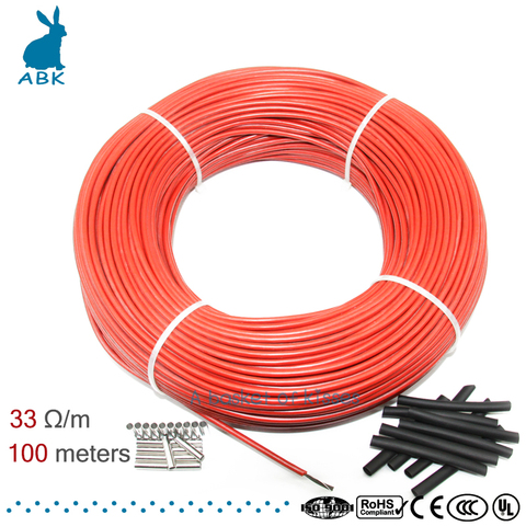 low cost multipurpose 12K 33ohm carbon fiber heating cable floor heating wire 100m new infrared high quality heating cable ► Photo 1/5