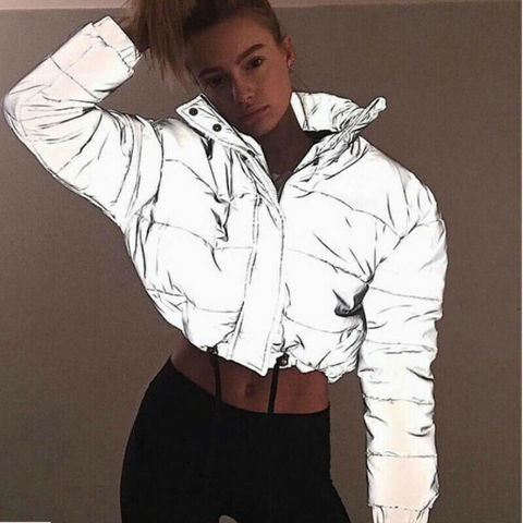 Women Reflective Parkas Winter Thicken Warm Parka Jackets Streetwear Girls Luminous Coat Sports Women Casual Coats Outerwear ► Photo 1/6