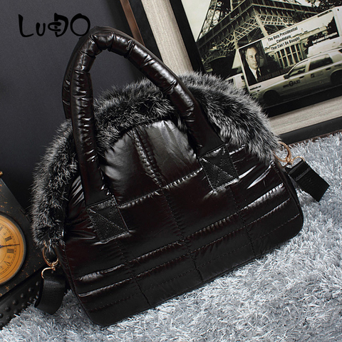 LUCDO Brand Luxury Handbag 2022 New Winter Woman Warm Space Cotton Shell Bags Designer Rabbit Fur Bag Ladies Shoulder Bag ► Photo 1/6