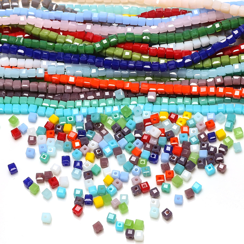 ZHUBI 280pcs/lot 3mm AAA Charms Crystal Cube Beads Faceted Glass Square Crafts Chunky Spacers For Jewelry Making DIY Bracelets ► Photo 1/6