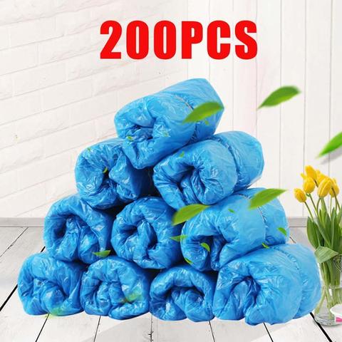 200Pcs Shoe Covers Disposable Shoe Covers Waterproof Boot Shoe Covers Dustproof Overshoes Blue Plastic Shoe Cover Ankle Protect ► Photo 1/6