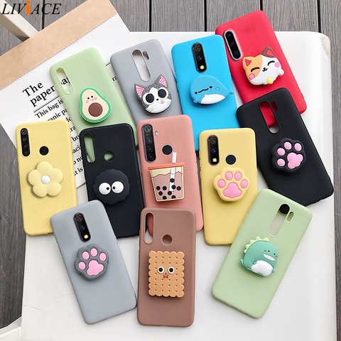 3D cartoon phone holder case for oppo realme 6 pro for realme xt x2 pro x lite q 3 5 pro c2 c1 soft silicone cute stand cover ► Photo 1/6