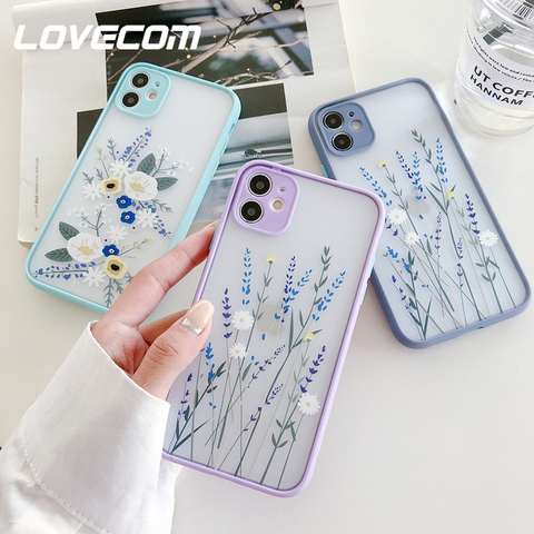 LOVECOM Cute Flower Leaf Phone Case For iPhone 11 Pro Max XR XS Max 6 7 8 Plus X Soft TPU Hard PC Luxury Color Back Cover Coque ► Photo 1/6