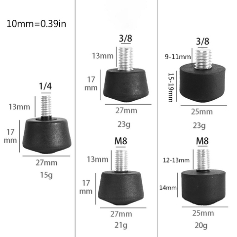 Universal Anti-slip Rubber Foot Pad Feet Spike for Tripod Monopod 3/8\