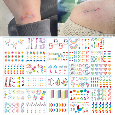 HyunA ins series Colorful Rainbow Expression Tattoo Sticker Face hand Lovely Body Art Fake Tatoo Temporary Waterproof Taty ► Photo 1/5