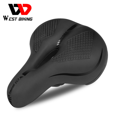 WEST BIKIMG Bike Saddle Comfortable MTB Bicycle Saddle Wide Seat Cushion with Reflective Strap Shock Absorption Cycling Saddles ► Photo 1/6